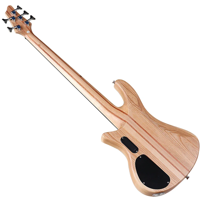 Active Electric Bass Guitar 5 String Neck Through 43 Inch Solid Ashwood Body Maple Neck Red Brown Natural Color High Quality