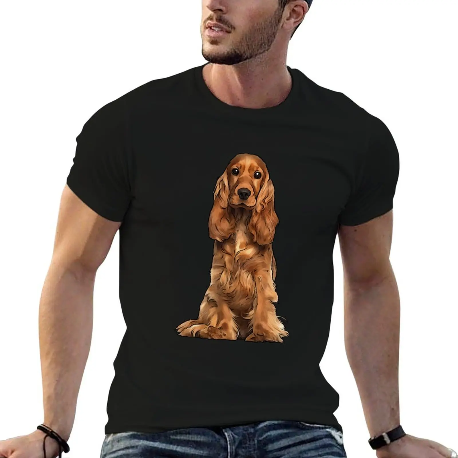 Cocker Spaniel Dog T-Shirt blanks customs plain black t shirts men