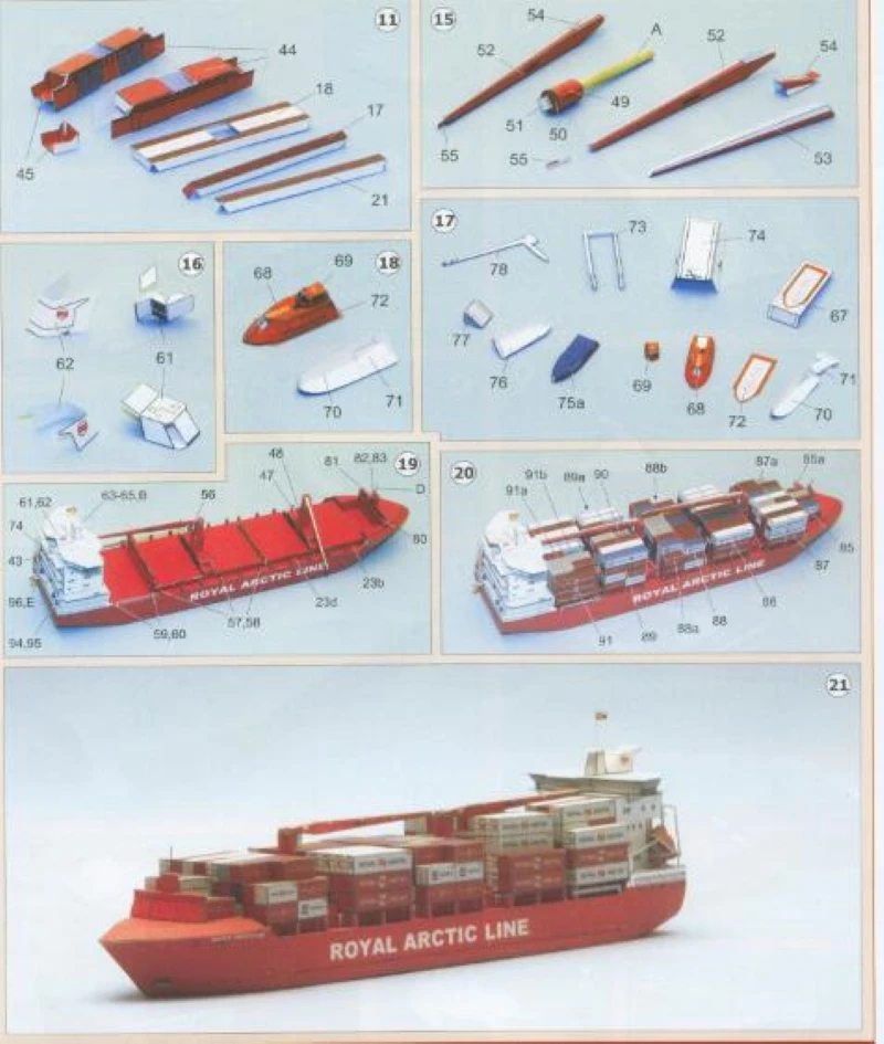 1:400 Danish Container Ship Mary Arctica Paper Model Ship Handmade DIY Paper Model Fan