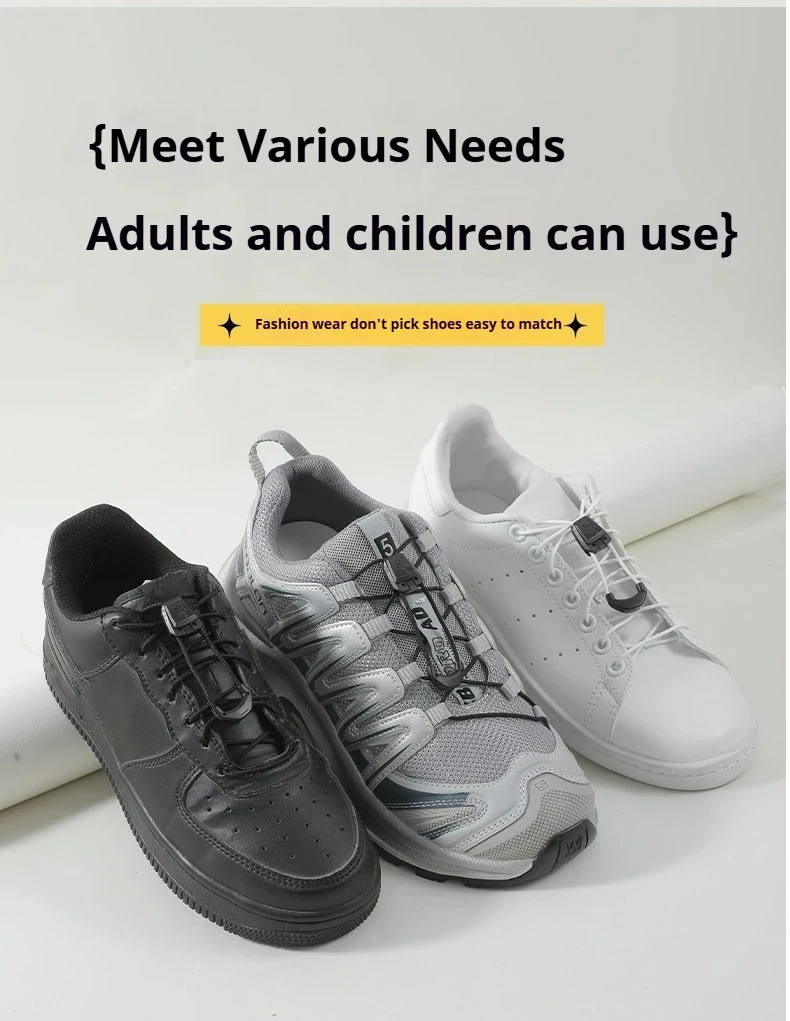 Elastische Schnürsenkel ohne Binden für Salomo Sneakers mit Druckverschlüssen, Runde Schnürsenkel mit Schnellverschluss, Verstellbare Schnalle für Einfaches Anziehen – Detail 6