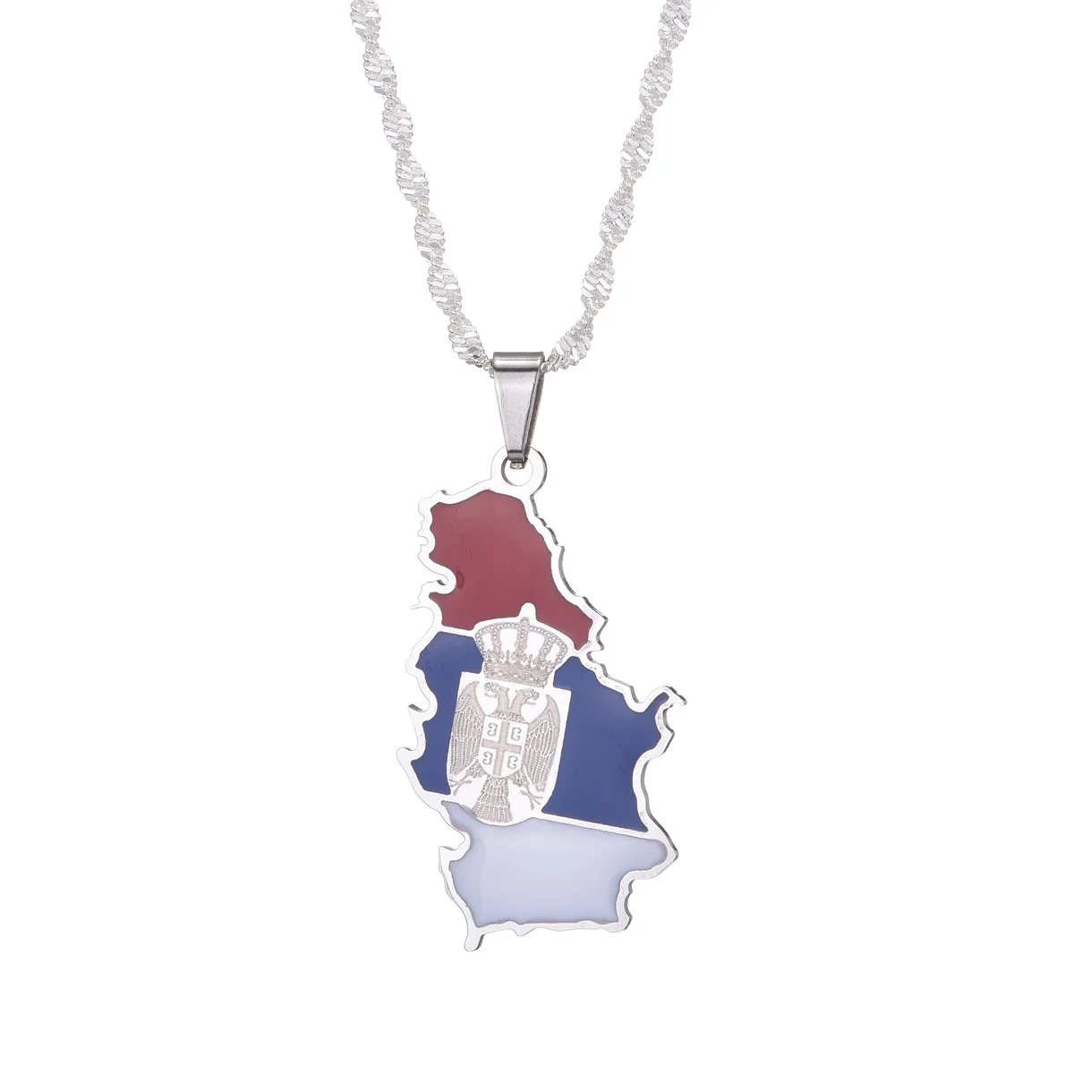 Serbia Eagle Map Flag Pendant Necklaces for Women Men Srbija Jewelry Serbian