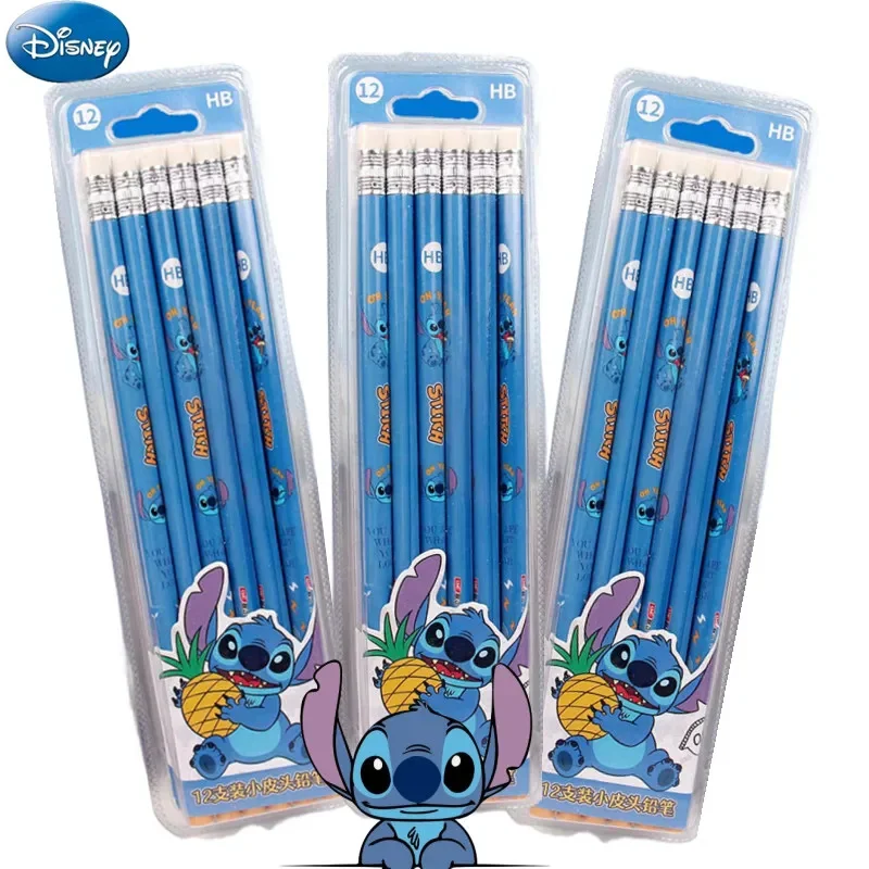 Disney Anime Stitch Pencil Cartoon Pencil sharpener Children eraser School Supplies Pencil Student Pencil kids Christmars Gift