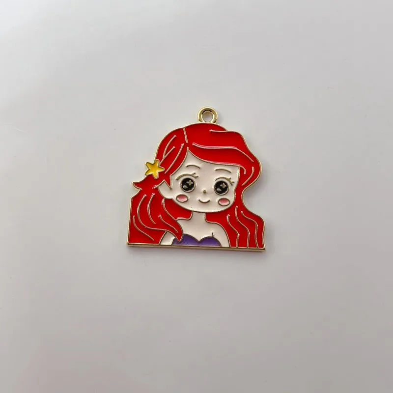 10pcs Princess Cartoon Girl Oil Drop Enamel Metal Charms DIY Jewelry Accessory