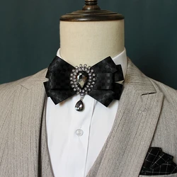 Hand Made Man Ribbon Bow Tie for Women Fashion Crystal Shirt Blouse Bowknot School Student Business Clothing Necktie Accessories
