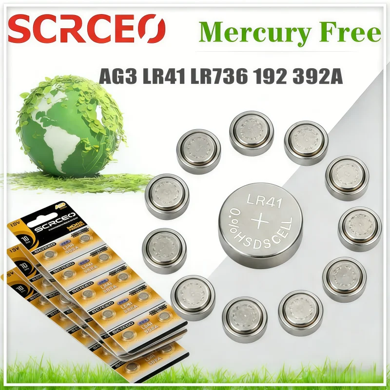 

20-200PCS LR41 AG3 SR41 1.5V Alkaline Button Batteries for Watch Thermometer Bow Sight Light and L736f L736c 384 392 Batteries
