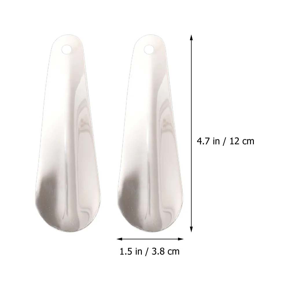 Stainless Steel Shoehorn Set – 2pcs Portable Shoe Lifter for Leather & Sports Shoes, Easy Wear, Durable Household Tool