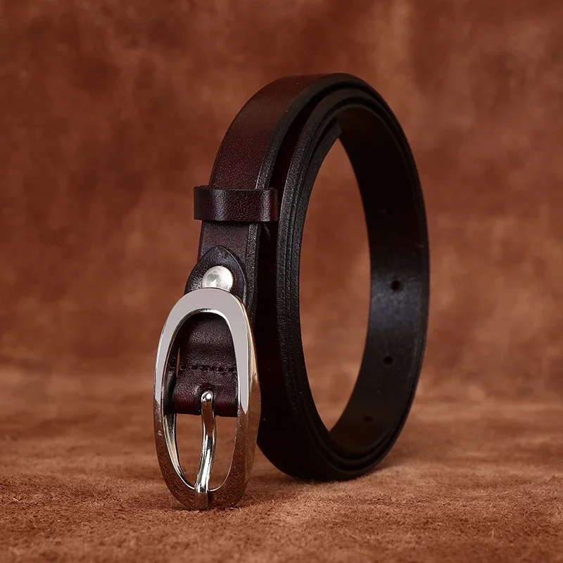 Fashionable, versatile, trendy, and luxurious, women's first layer cowhide thin belt