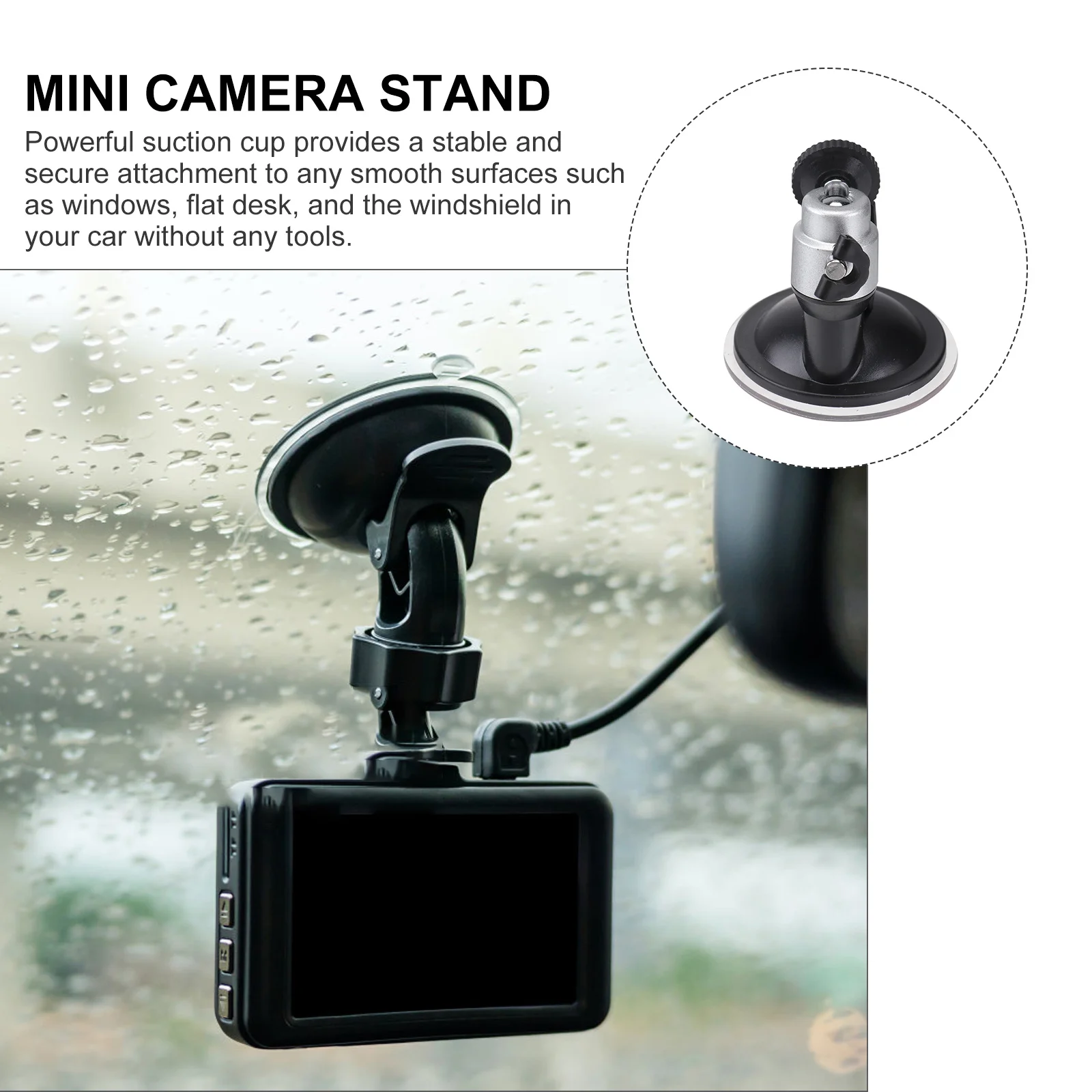 

Mini Camera Camcorder Silver Car Camera Bracket 360 Degree Suction Cup Lock Knob Car Dashboard Windshield Tripod Holder