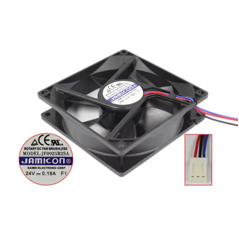 Jamicon JF0925B2SA DC 24V 0.18A 90x90x25mm 3-Wire Server Cooling Fan