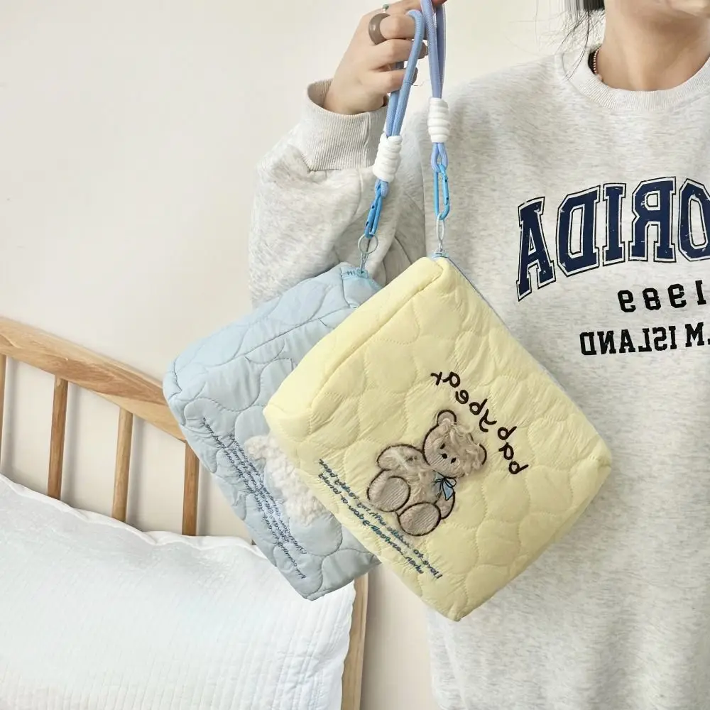 

Multifunctional Embroidery Cosmetic Bag Puppy Large Capacity Toiletry Organizer Handheld Portable Cartoon Makeup Bag Girls