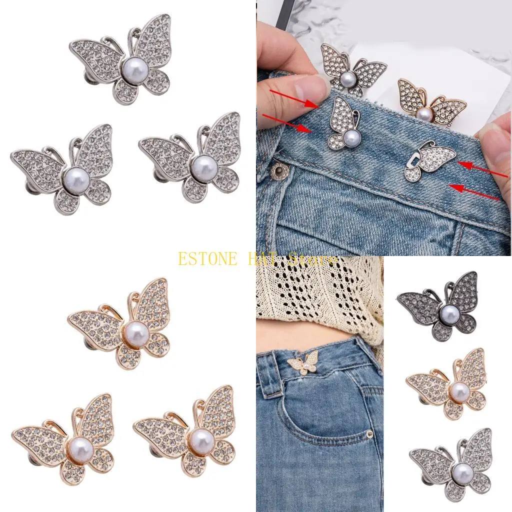 

49MF 3 шт., зажим для талии в форме бабочки, джинсы, брюки, зажим для талии, несшиваемый дизайн