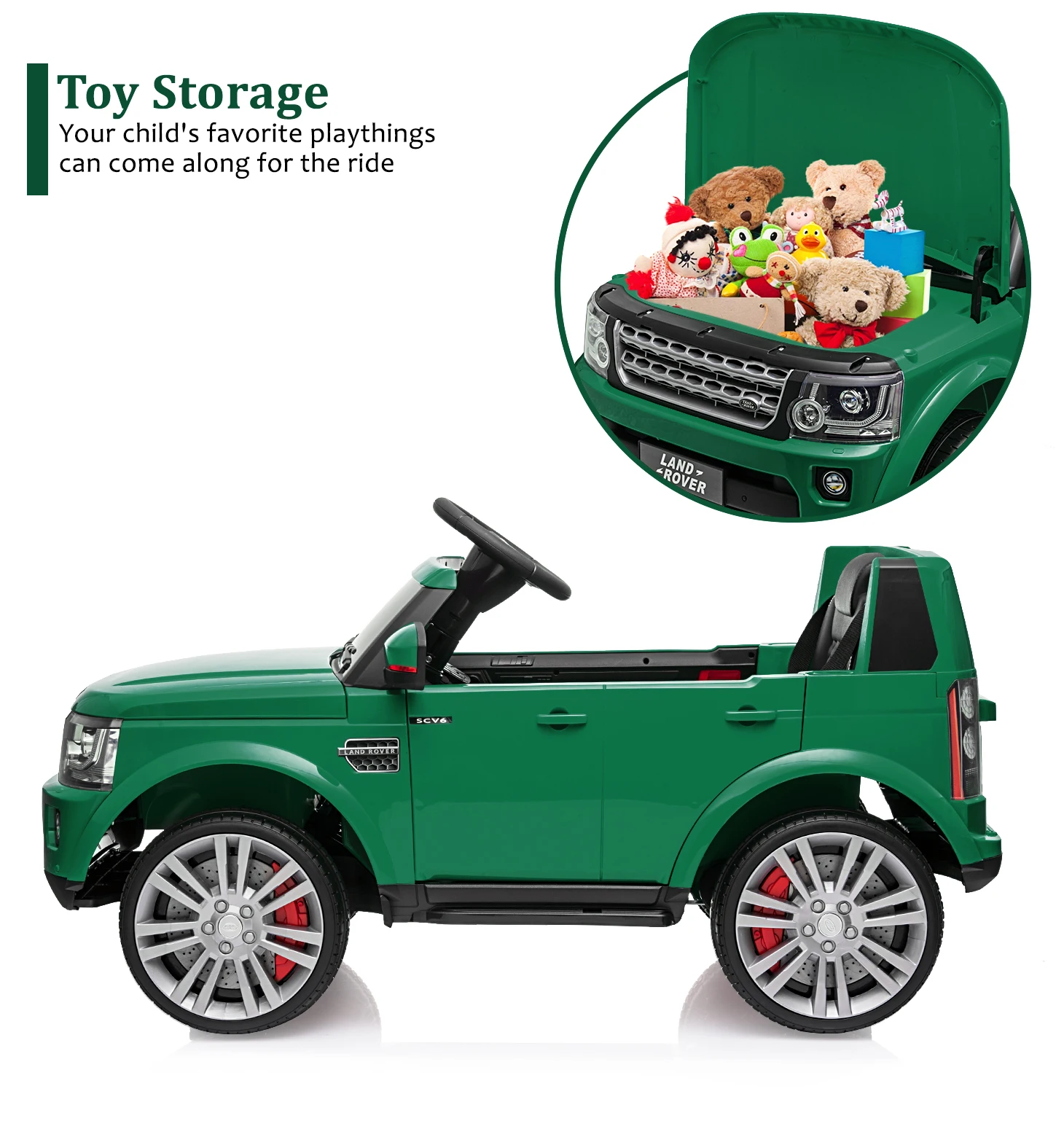 Coche de juguete para niños de doble tracción de 12V con Control remoto para padres/coche eléctrico de almacenamiento con capucha con reproductor de MP3/interfaz auxiliar de luz LED de 3 a 8 años