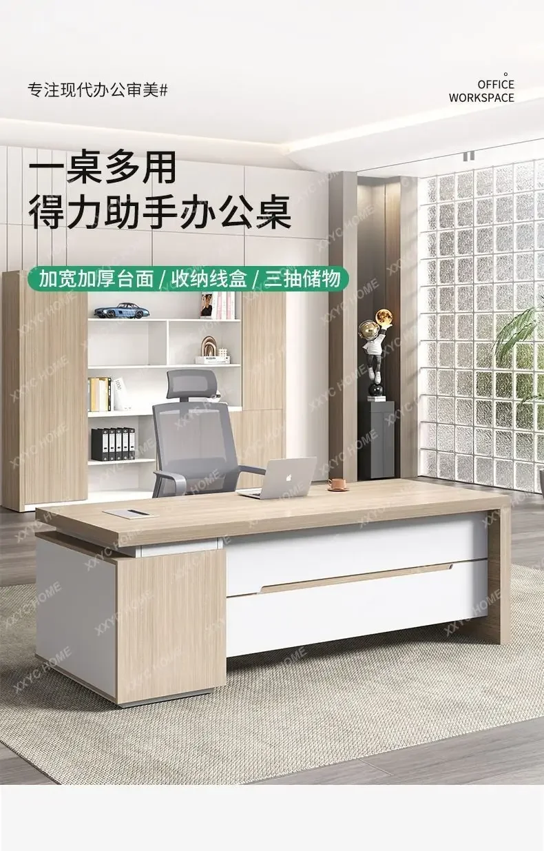 Boss desk minimalist modern single office financial desk supervisor   manager  and chair large office desk