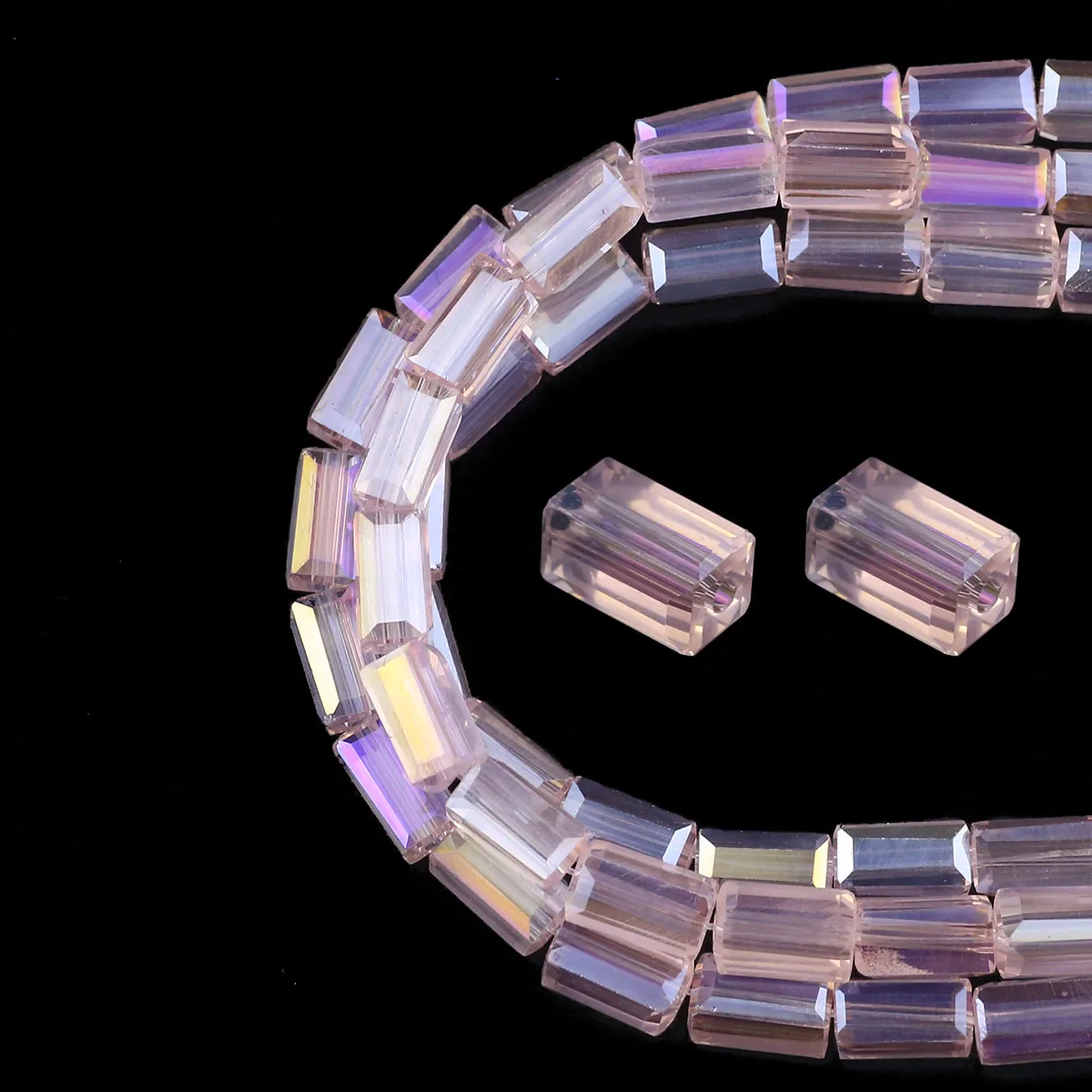 4/6/8mm Long Square Pink AB Color Austrian Crystal Spacer Loose Beads For Jewelry Making Ladies Earrings Bracelet DIY Accessorie