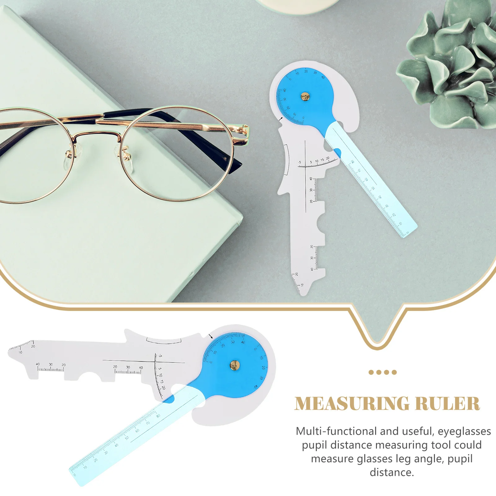 نظارات مسافة التلميذ مسطرة بلاستيكية أداة قياس النظارات إطار مسافة تلميذ دقيق وقياس زاوية الساق #6
