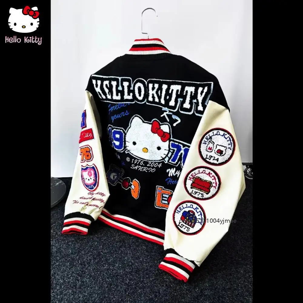 

Hello Kitty Sanrio Baseball Jacket Coat Hoodie Men Women Print Sport Baseball Uniforms Motorcycles Warm Coats Windproof Tops