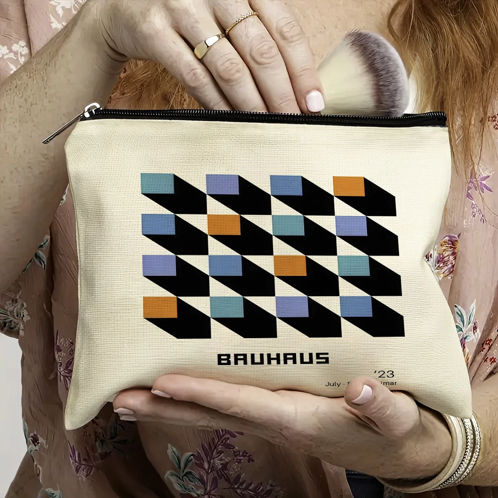 

Bauhaus Geometric Women Makeup Bags Double Print Lady Cosmetic Bag Organizer Children Wallet Girl Mini Clutch Handbag
