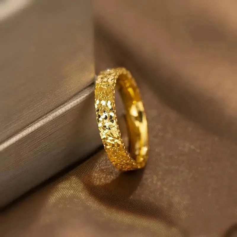 Anillos De Compromiso chapados en oro de 18k para parejas, joyería brillante AU750, oro amarillo, no desmontable