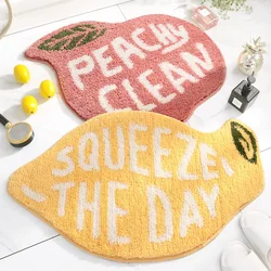 Creativity Doormat Cartoon Fruit Carpet Flocking Non-slip Bath Mat Lemon Peach Home Land Pad Bedroom Toilet Doorway Floor Mat