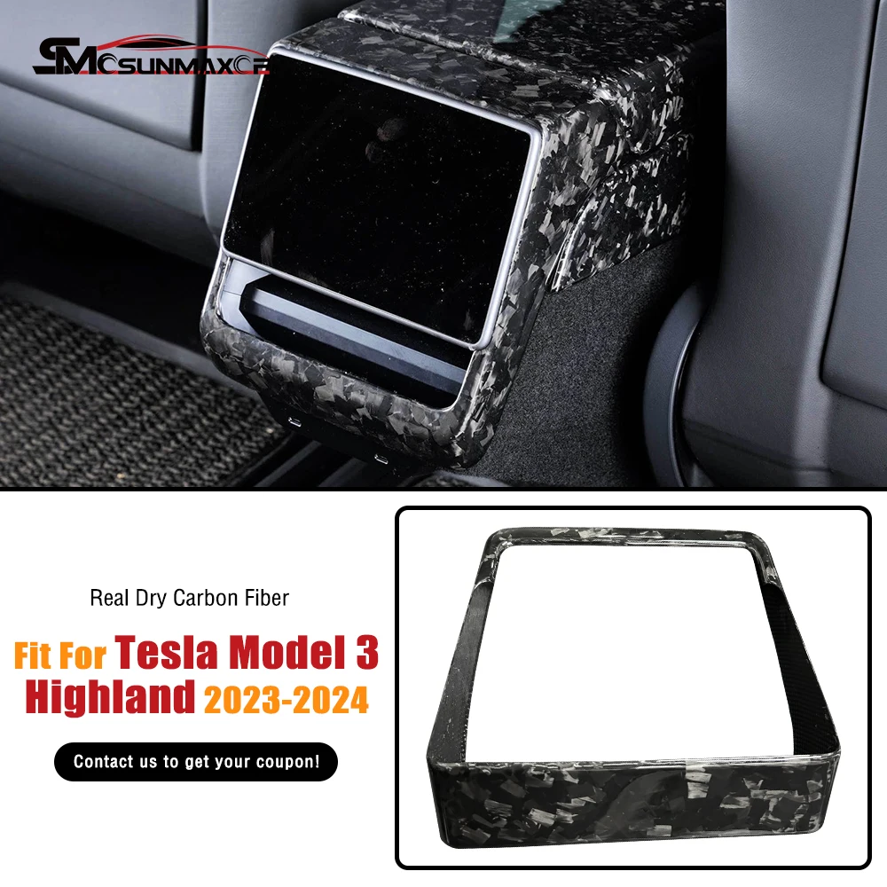 

Forged Carbon Car Interior Rear Screen Air Vent Frame Cover Accessories For Tesla Model 3 Highland 2024