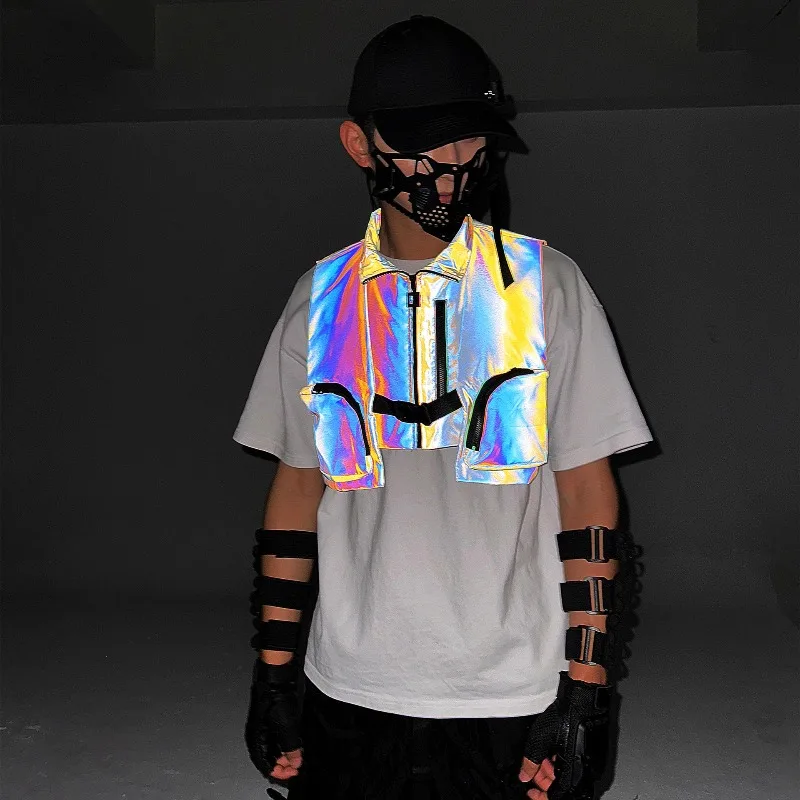 Luminou الملبس الشتاء عاكس Techwear سترة رجالي الجمالية فائدة سترة المنشورية سترة قصيرة أكمام معطف في الهواء الطلق ثلاثية الأبعاد #3