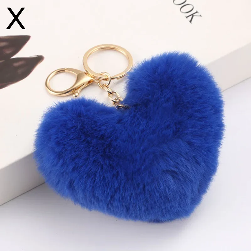 Regenbogen-Plüschball-Schlüsselanhänger, großes Herz, Pompom-Schlüsselanhänger für Frauen, Auto, Tasche, Anhänger, Modeschmuck, flauschige Liebe, Pompons, Schlüsselanhänger – Detail 6