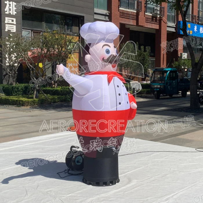 Opening Ceremony Inflatable Air Dancer Tube Man Waving Hand Chef Advertising with Blower Accessory