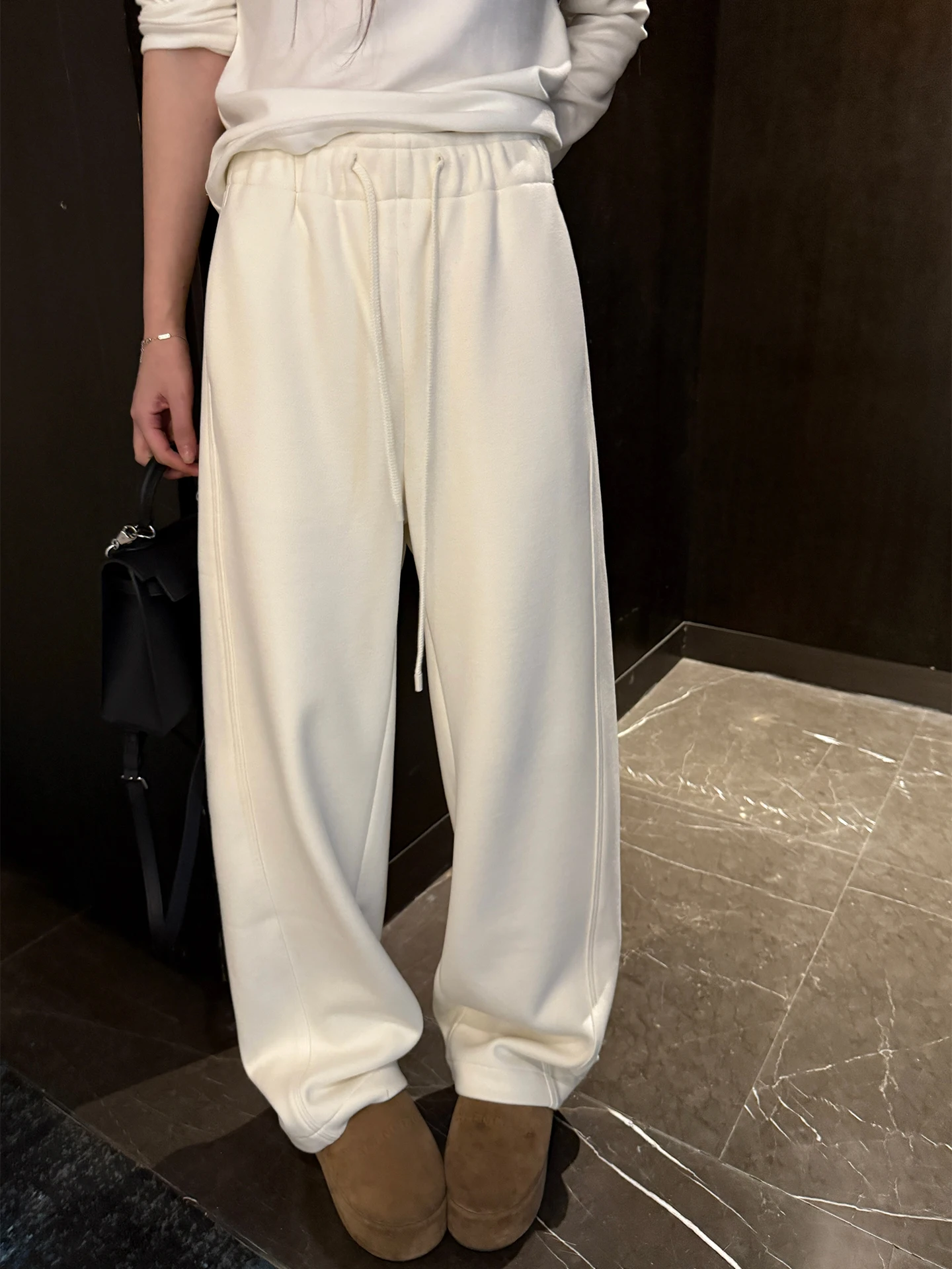 

Классические прямые брюки из ацетата с подкладкой из камвольной шерсти, удобные повседневные брюки для молодых женщин