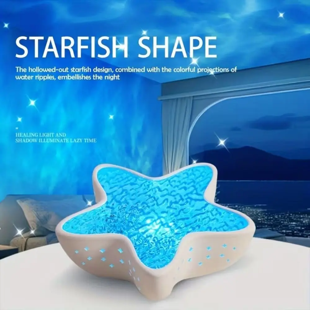 Water Ripple Night Light Sea Star 7-Color RGB Projection Night Light USB Powered Five Brightness Adjustments