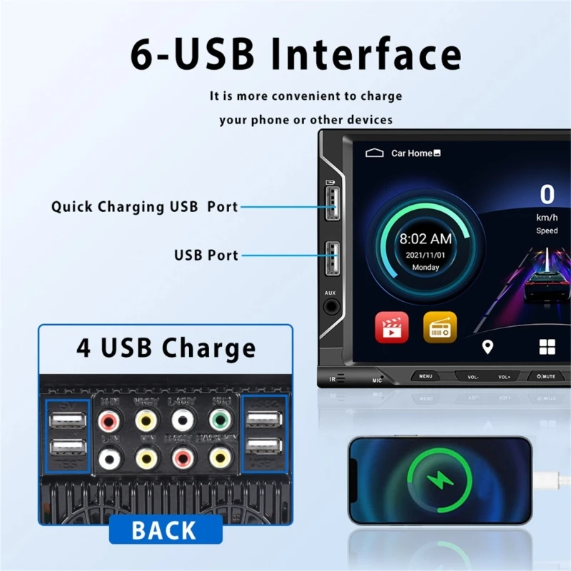 Bluetooth-compatible Radio Carplay Car Universal 2 Din 7