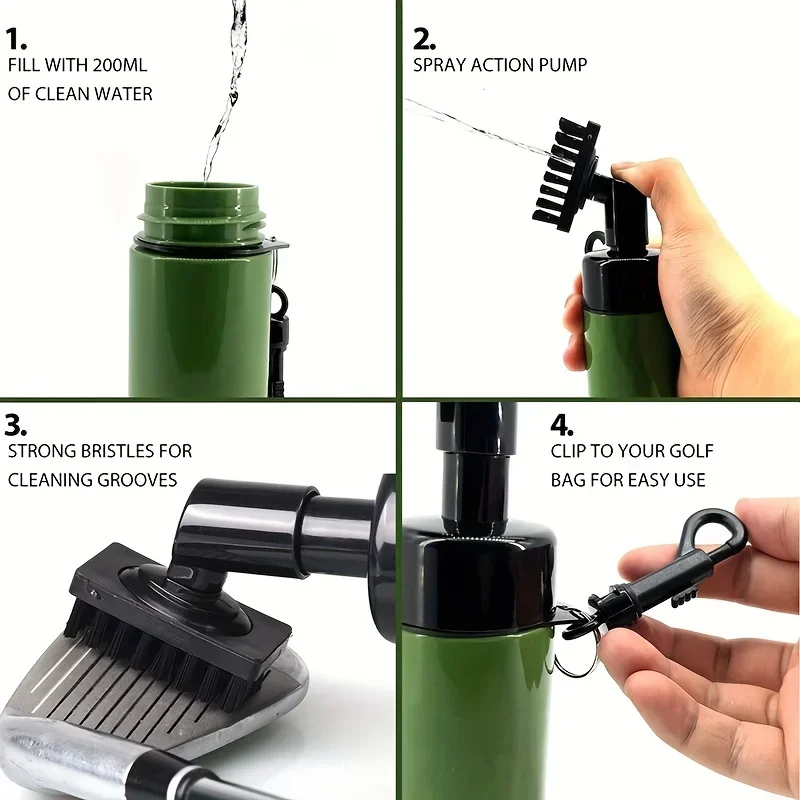 New 1pc Golf Club Cleaner Groove Tube Brush with Leakproof Reservoir Squeeze Bottle for Easy Cleaning