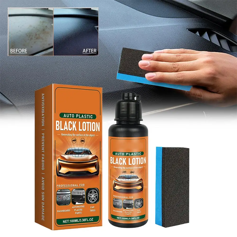 100ml Auto Plastic Black Lotion Restorer, UV Protection Anti-Aging Coating, Car Dashboard & Tire Refurbishment Agent