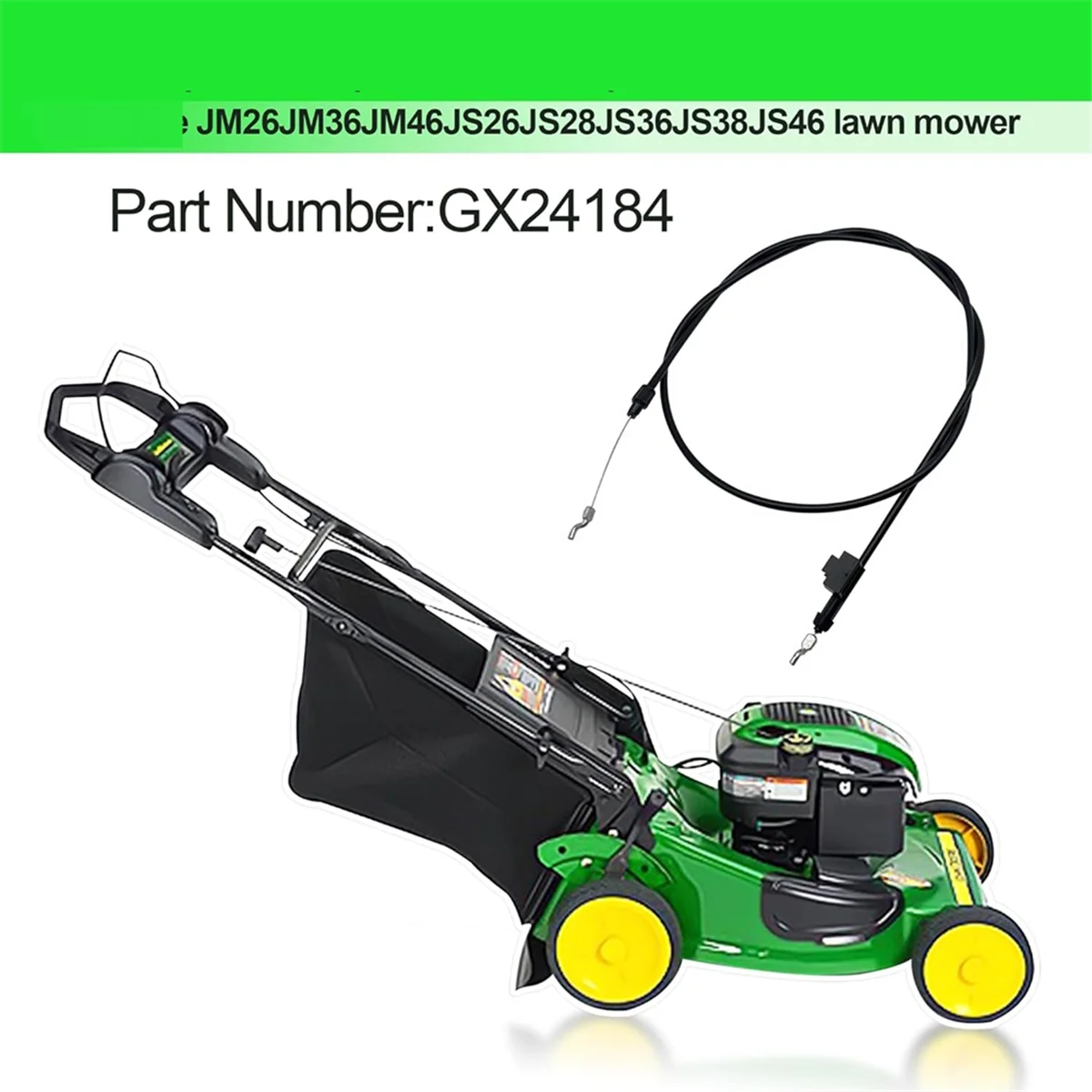 Cabo a76k gx24184 para john deere, compatível com o modelo js26 js28 js36 js38 js46 jm26 jm36 jm46 push cortador de grama