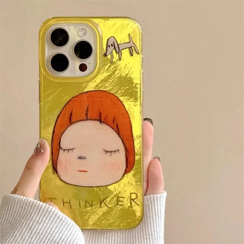 Coque de téléphone pour fille, motif Vortex, illustration, dessin animé, œil fermé, pour iPhone 11 12 13 14 15 16 pro max