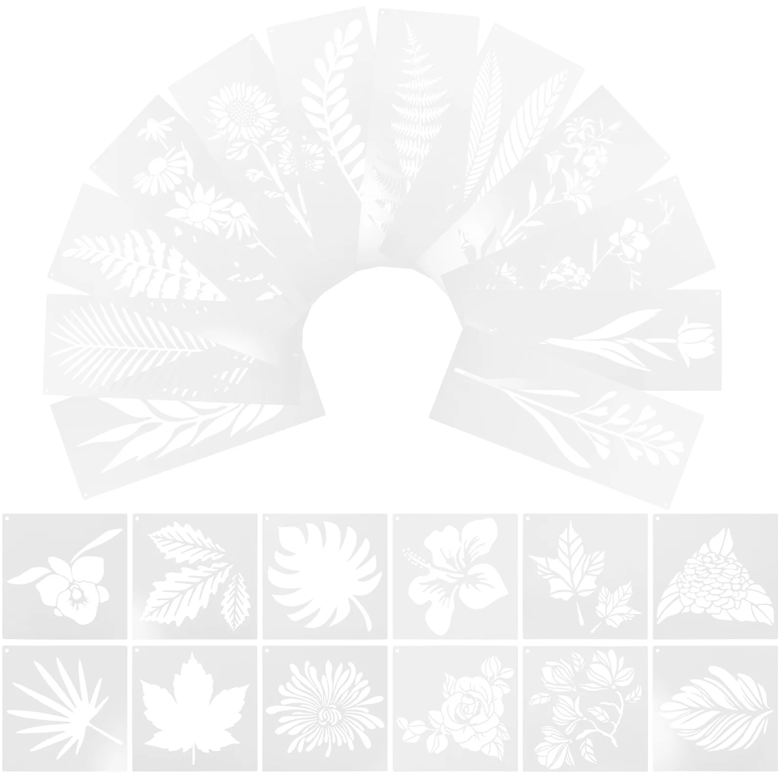 

24pcs PET Painting Templates Reusable Stencils Decorative Flower Plant Hollow Out Drawing Tools for Wall Wood Crafts