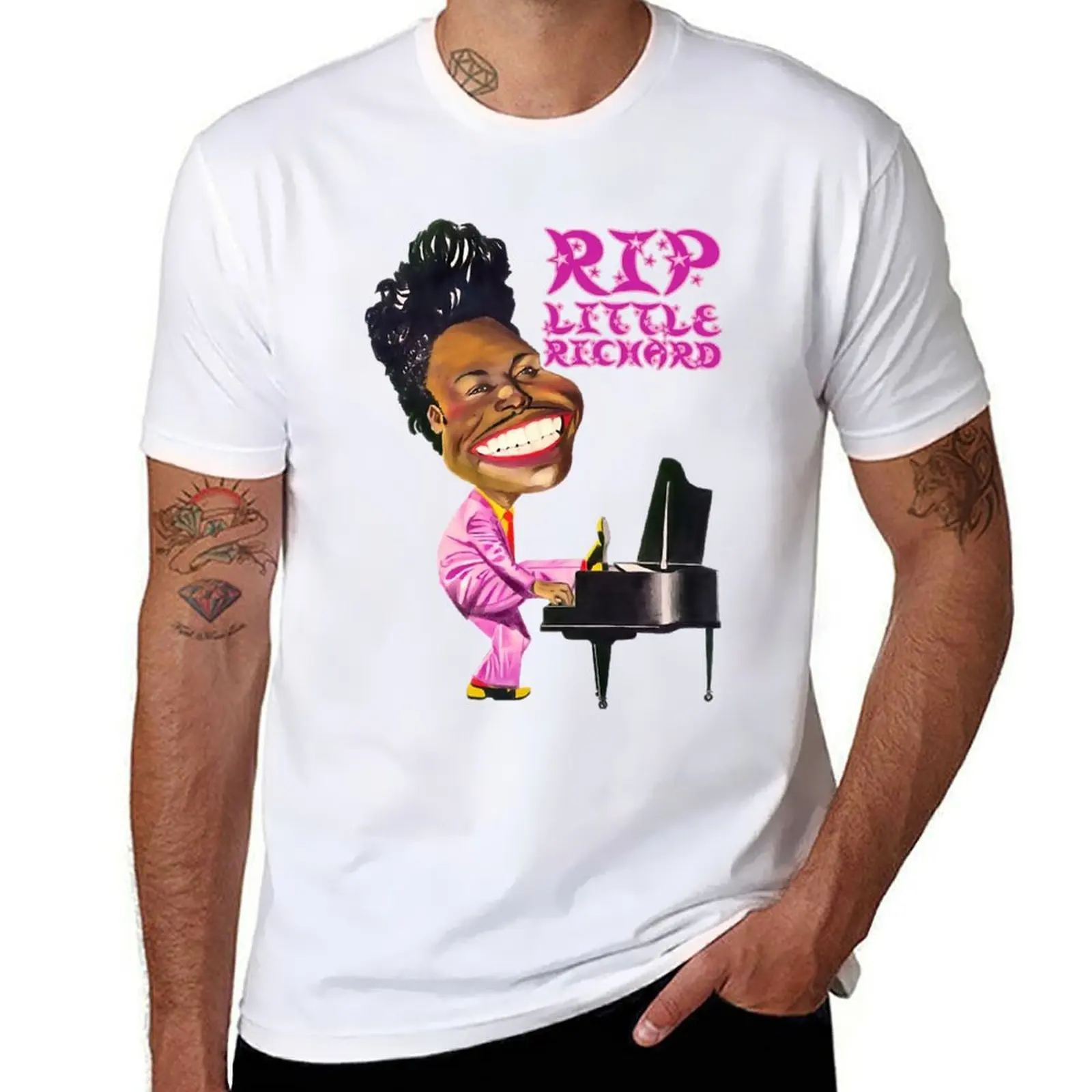 تي شيرت Rip Little Richard تي شيرت رجالي عادي تي شيرت للرجال جرافيك مضحك تي شيرت