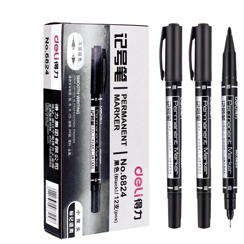 Imagem -03 - Impermeável Double-head Paint Markers Pen Tinta Fina Nib para Escrita Desenho Papelaria Material Escolar Estudante 0.5 mm mm 12 Pcs por Caixa