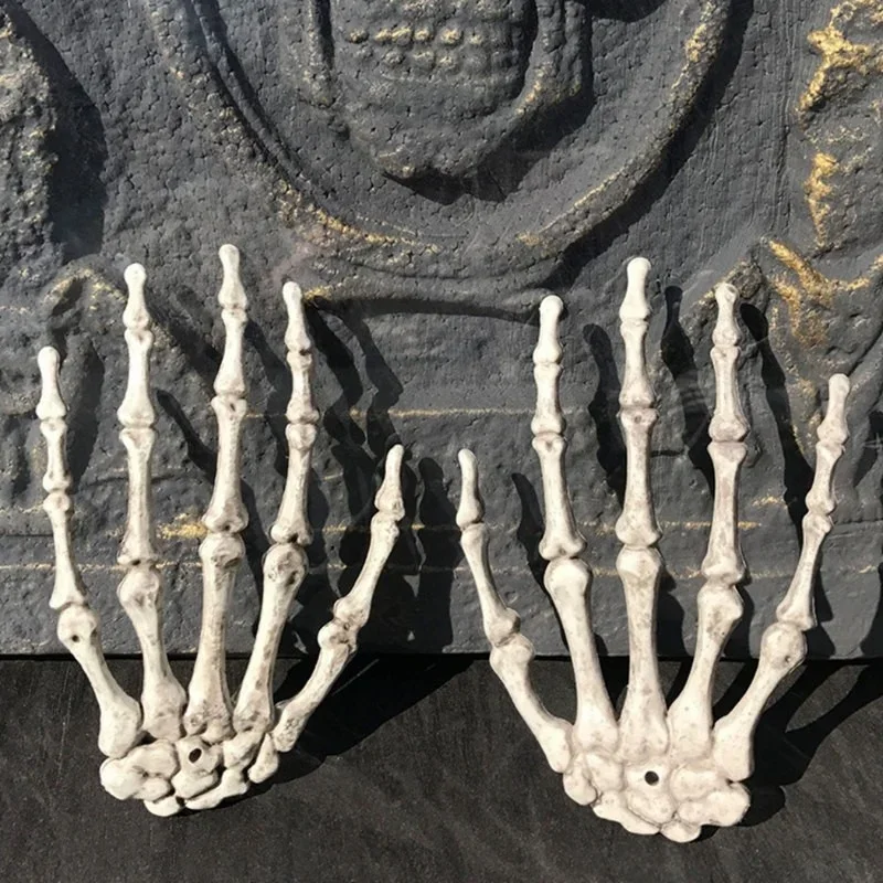 Halloween Scary Props Plastic Skeleton Hands Realistic Life Size Plastic Fake Human Hand Bone for Haunted House Decorations