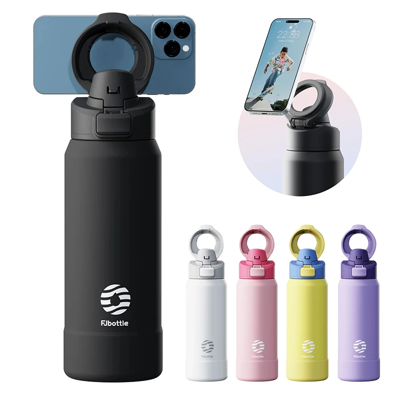 710/950 ml Thermosflasche Edelstahl Sportwasserflasche mit magnetischem Telefonhalter Isolierbecher Sport Fitness Trinkgeschirr