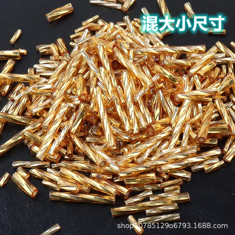 Multiple Sizes of Gold and Silver Color filling Silver Spiral Glass Tube Beads, Handmade DIY Loose Beads