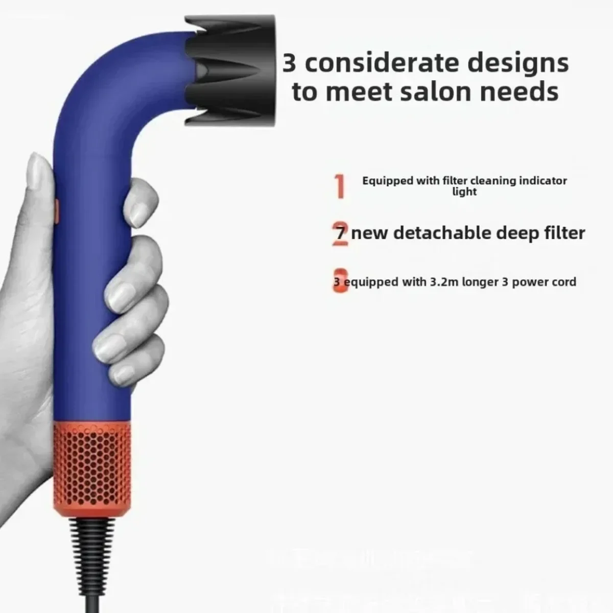 

Professional Leafless Hair Dryer 200M Anions Negative Ion Care Quick Drying Powerful For Home Salon Blow Dryer HD18