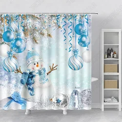 Snowman Ball of Rope Shower Curtain Winter Scenery Christmas Theme Home Bathroom Decoration Bathroom Accessory Set Bath Curtain