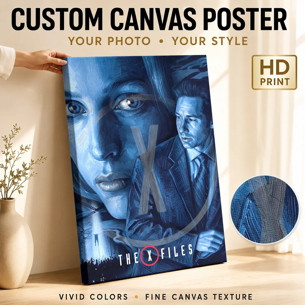 The X-Files Mulder And Scully Framed Canvas Poster Customized Modern Aesthetic Canvas Wall Art for Bedroom Decor Ready to Hang