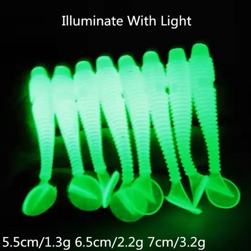 Imagen 1 del producto Ufishing 5,5 cm/6,5 cm/7 cm diseño de hilo luminoso PVC señuelo de pesca de gusanos 10 unids/bolsa cebo suave para lubina