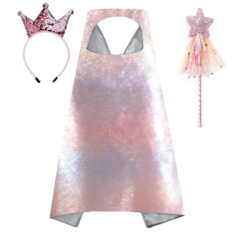 European Style Kids Dreamy Mermaid Cape Suit Girls Princess Themed Outfit Halloween Carnival Birthday Photo Shoot Performance - view 3