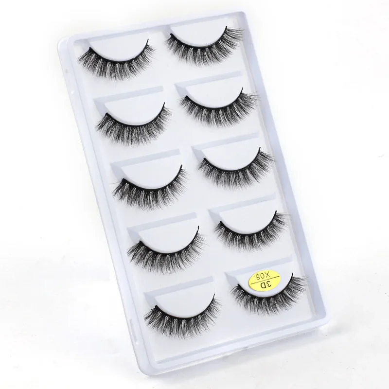 5 par rzęs Cat Eye Lashes Faux Mink Eyelashes Natural Long Manga Lashes Winged Soft Idol Lash Clusters Reusable Self Adhesive Lashe