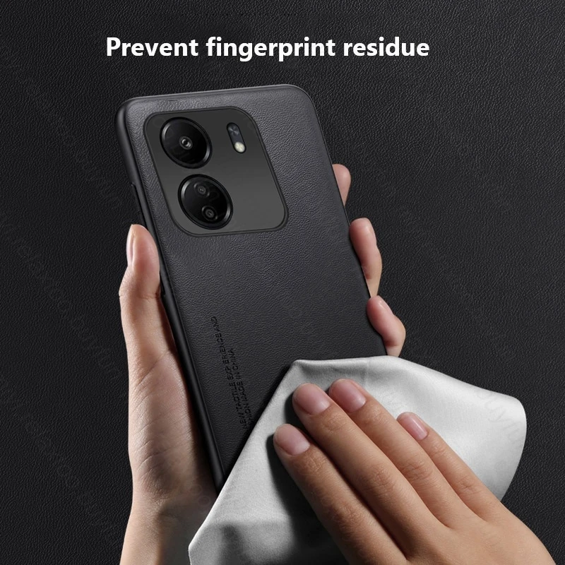 Plain Skin Leather Back Cover For Xiaomi Redmi 13C 4G Case Soft Bumper Silicone Shockproof Coque Redmi13C Redmi 13C 13 C C13 4G
