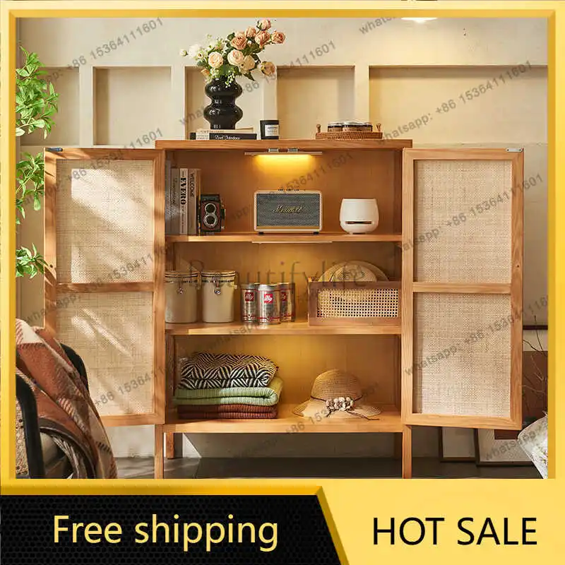 LD Nordic rattan creative locker solid wood dining side cabinet B & B hotel home