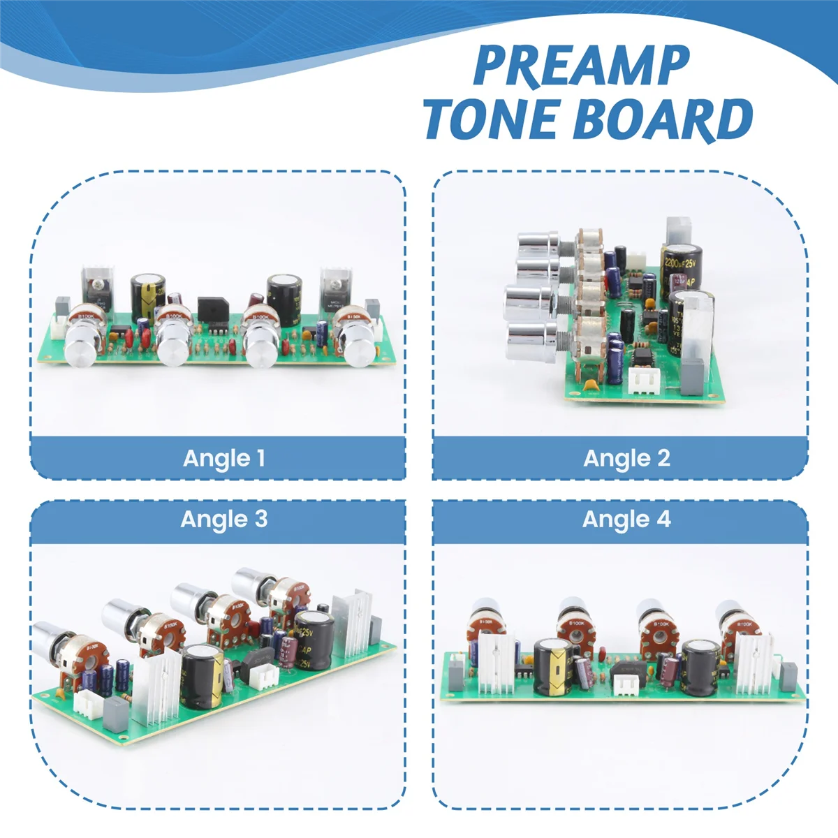 

New 3C-12V NE4558 HIFI Preamp Tone Board Bass Treble Volume Control Pre-Amplifier Board