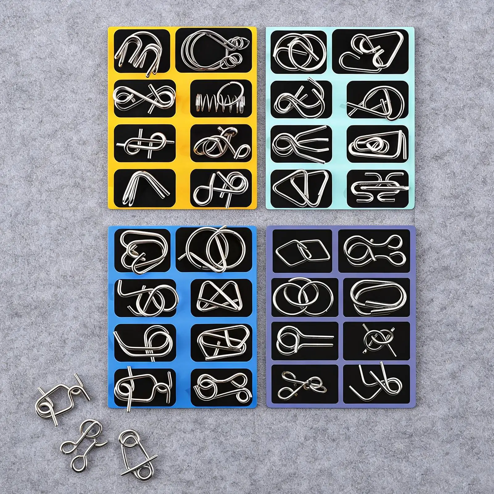 Juego de rompecabezas de Metal, anillo chino, rompecabezas de 16 piezas, juego de rompecabezas de Metal para estudiantes, niños y adultos, juego de fiesta en casa nocturna